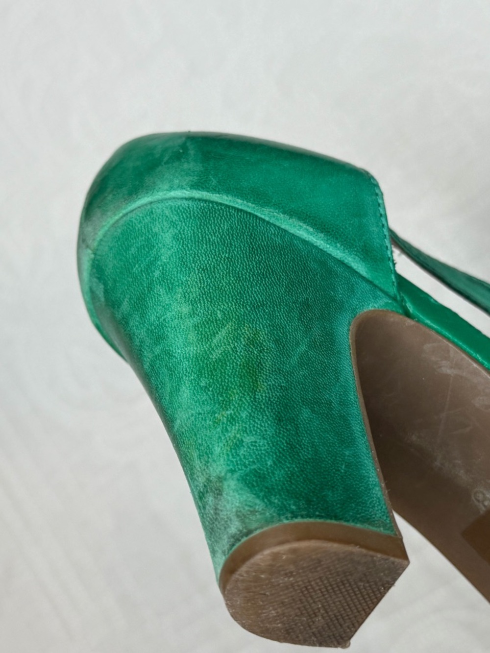 Miz Mooz Sailor Green Leather T-Strap Ruffled Heels Retro Y2K Classic Women 8 - Picture 8 of 13